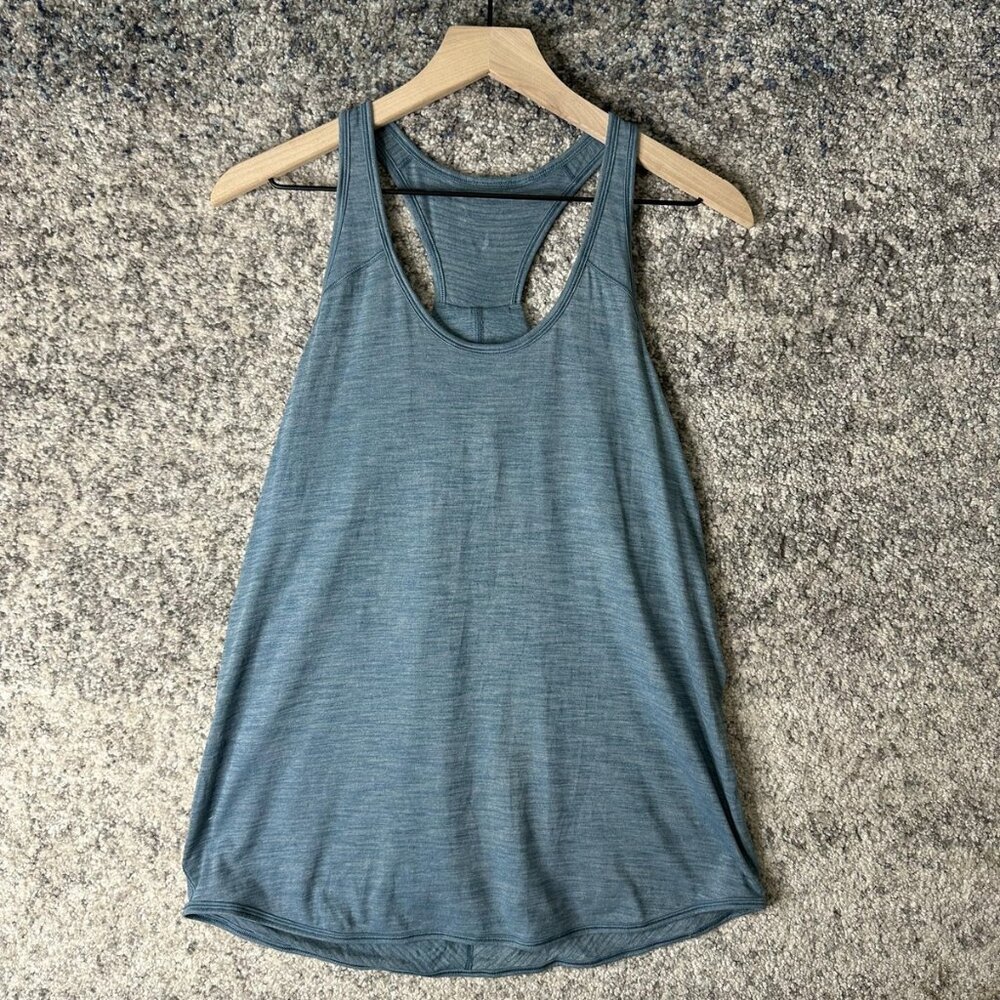 Lululemon Tank Top Womens Small Blue‎ Heather Racerback Open Back Athletic Yoga